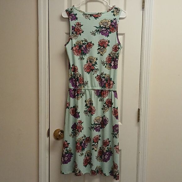 LULAROE Floral Sleeveless Dress Elastic Waist Size M. Mint Green - Picture 5 of 7